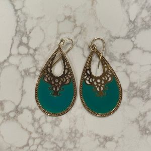 NWOT Gold and Teal Earrings